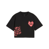 PUMA ESSENTIALS graphic short length tee in black - Image 4