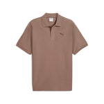 PUMA Premium ESSENTIALS relaxed jacquard polo in totally taupe - Image 4