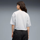 PUMA WARDROBE essentials oversized short tee women in white glow heather - Image 4