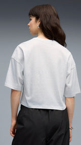 PUMA WARDROBE essentials oversized short tee women in white glow heather - Image 4