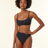 Etam perfect coton - tanga midi in black