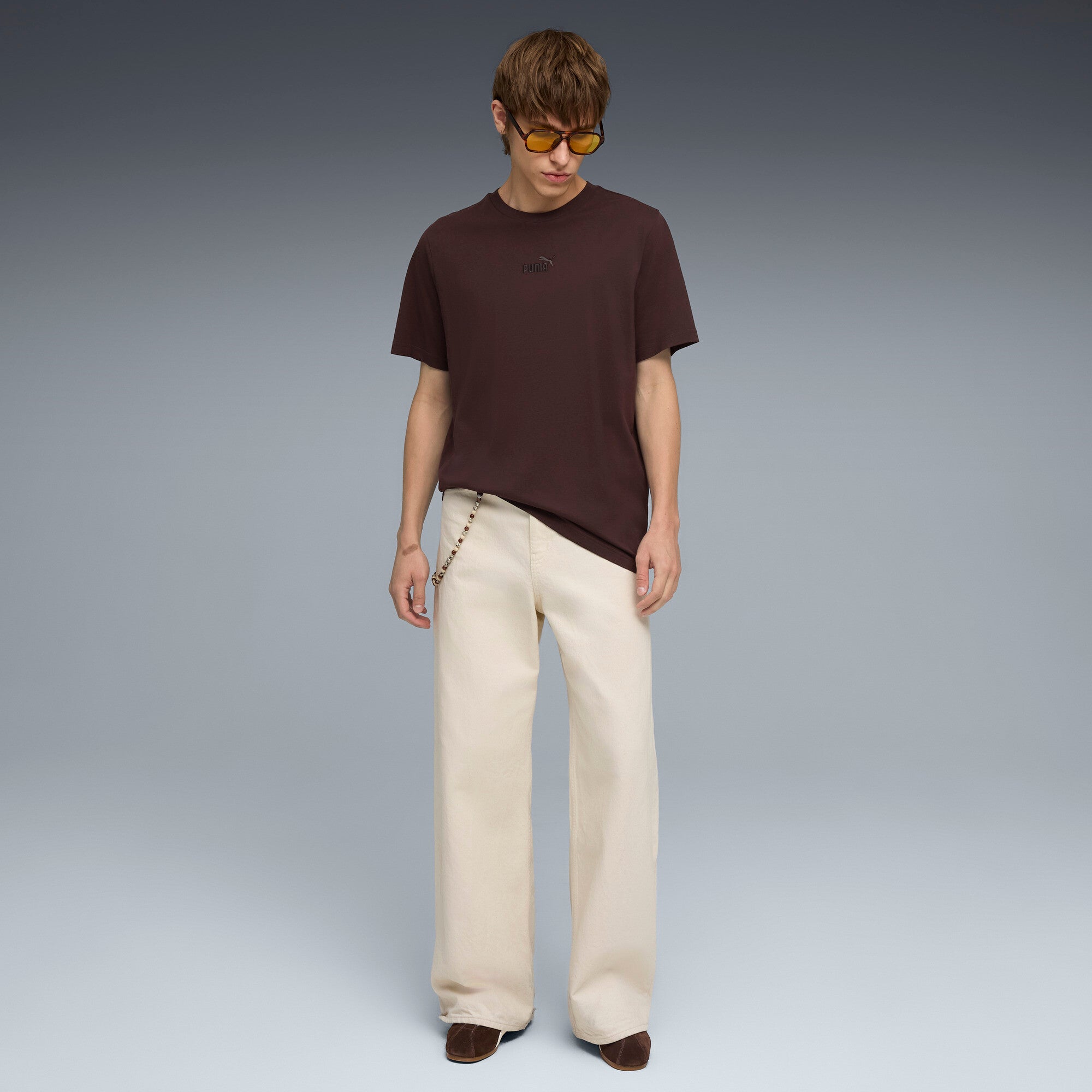 PUMA essentials small No.1 logo tee men in chocolate brown - Image 5