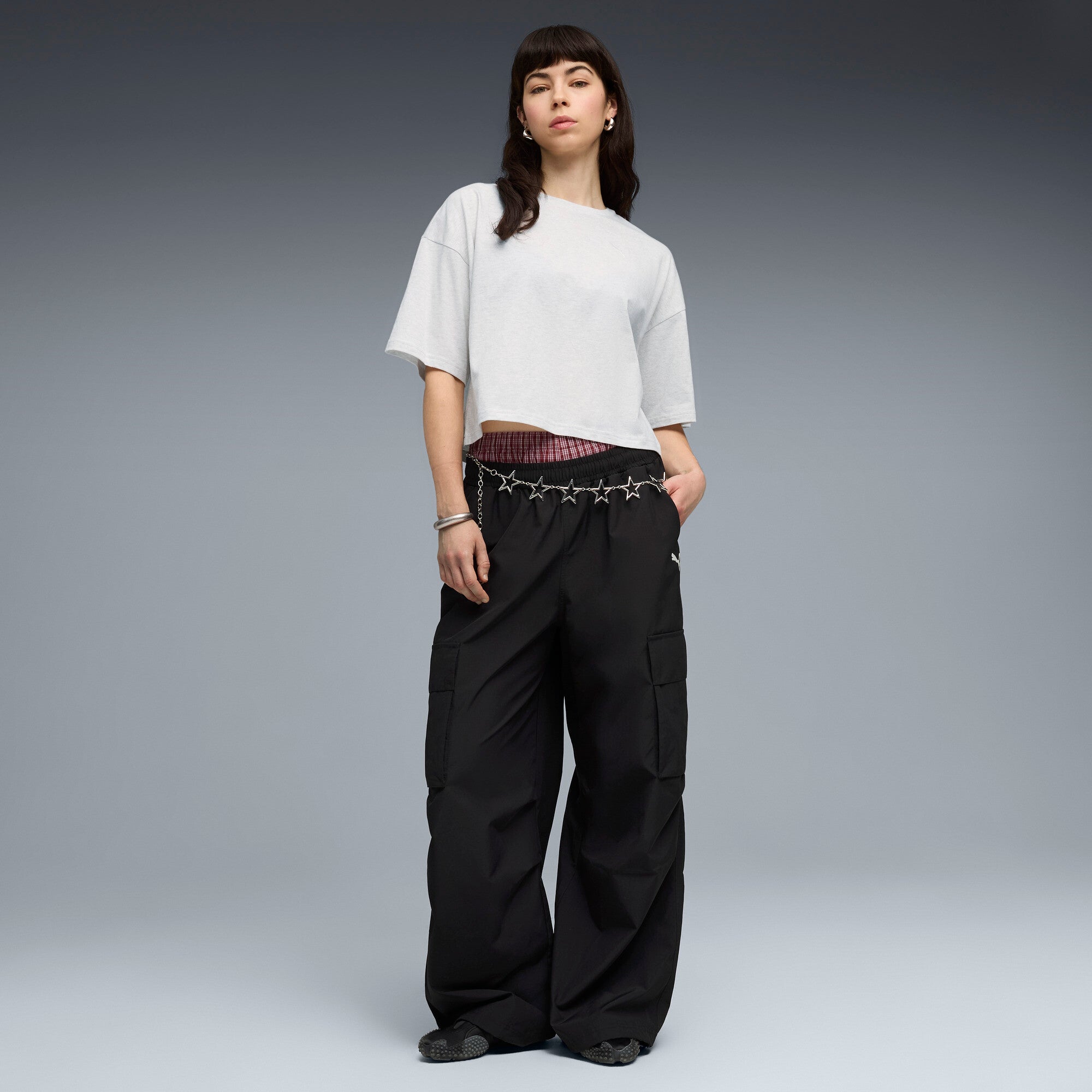 PUMA WARDROBE essentials oversized short tee women in white glow heather - Image 5