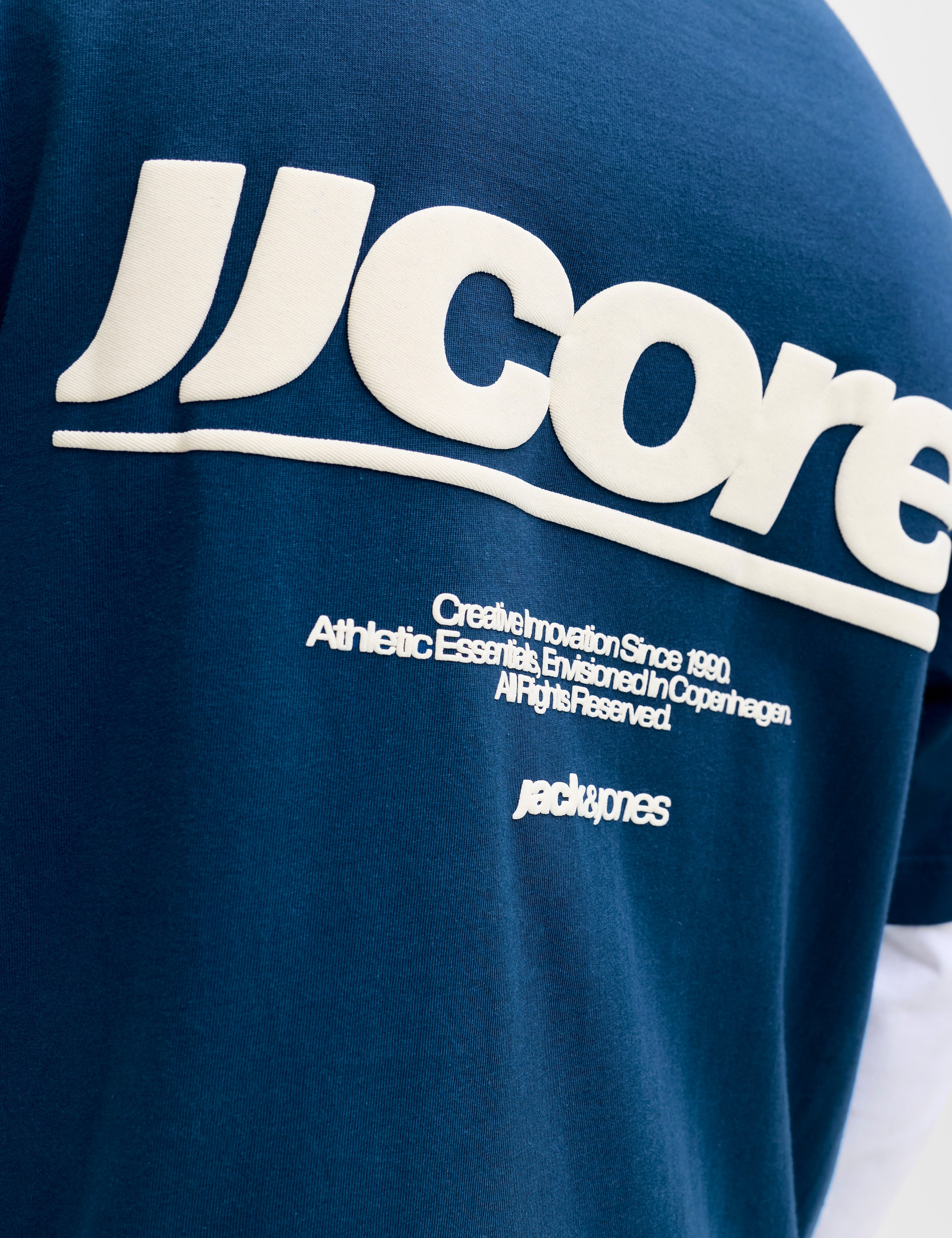 JACK & JONES JCOCLUB back text print tee crew neck - poseidon