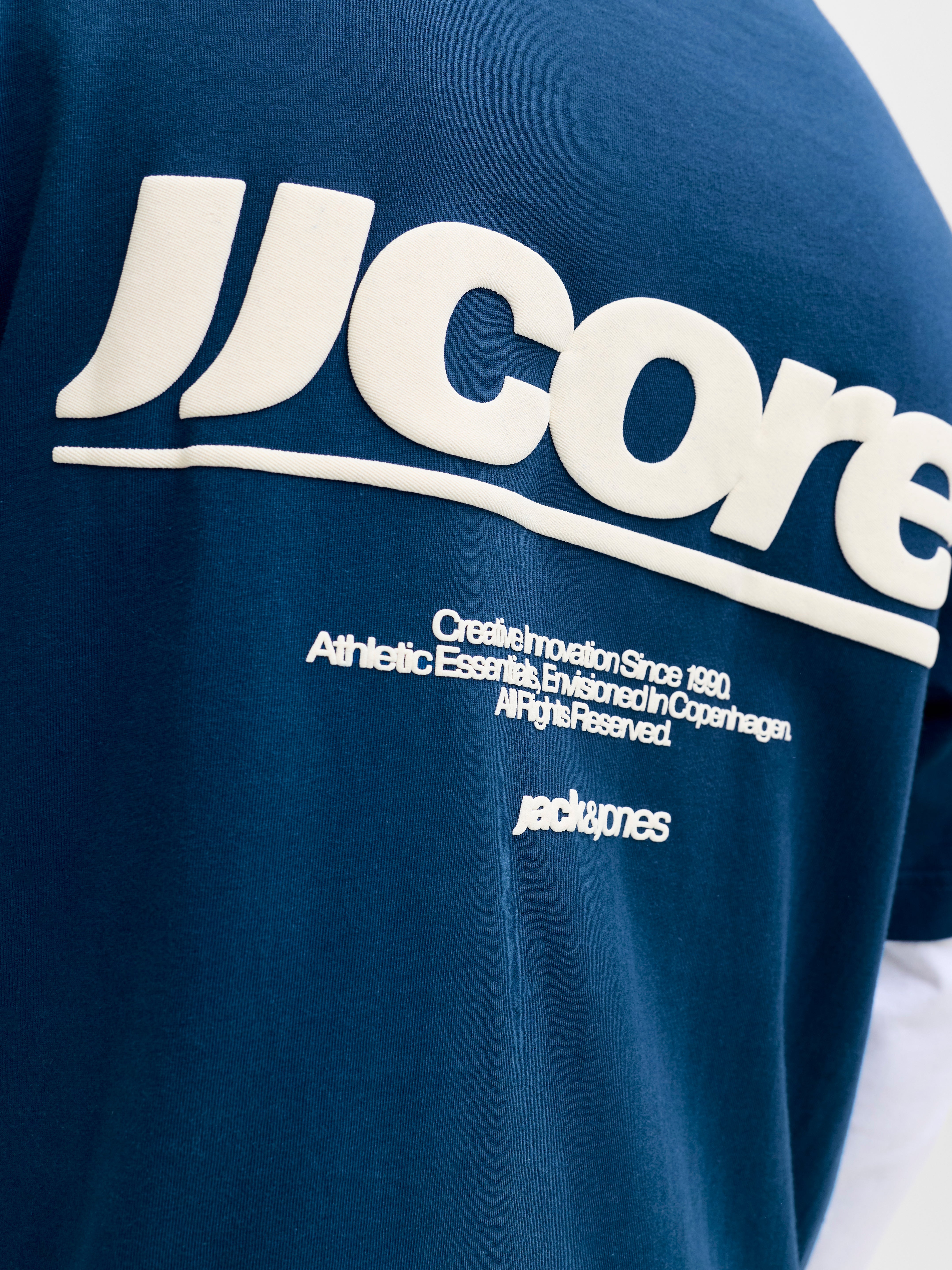 JACK & JONES JCOCLUB back text print tee crew neck - poseidon