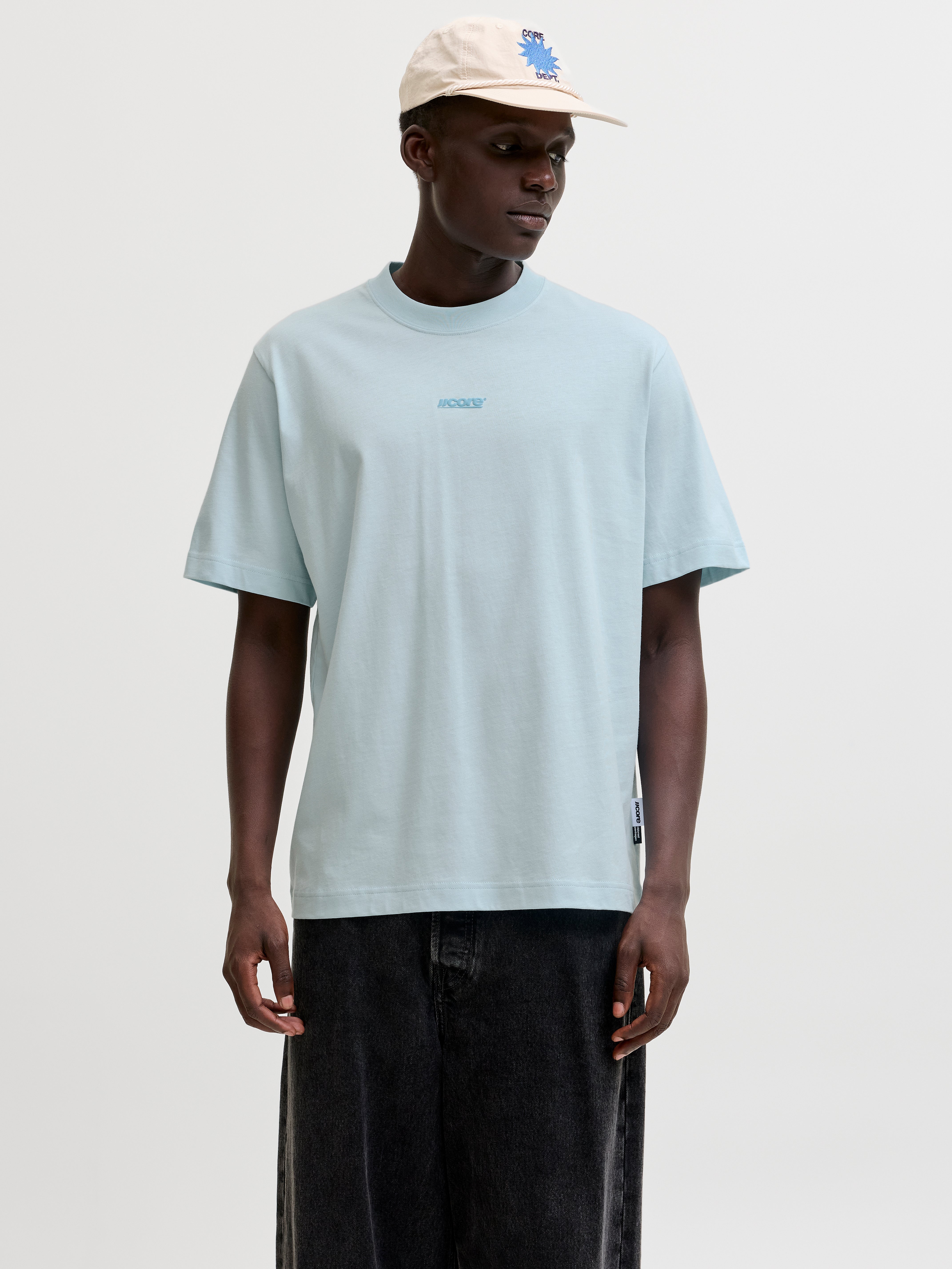 JACK & JONES JCOCLUB back text print tee crew neck - asphalt