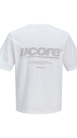JACK & JONES JCOCLUB back text print tee crew neck - bright white