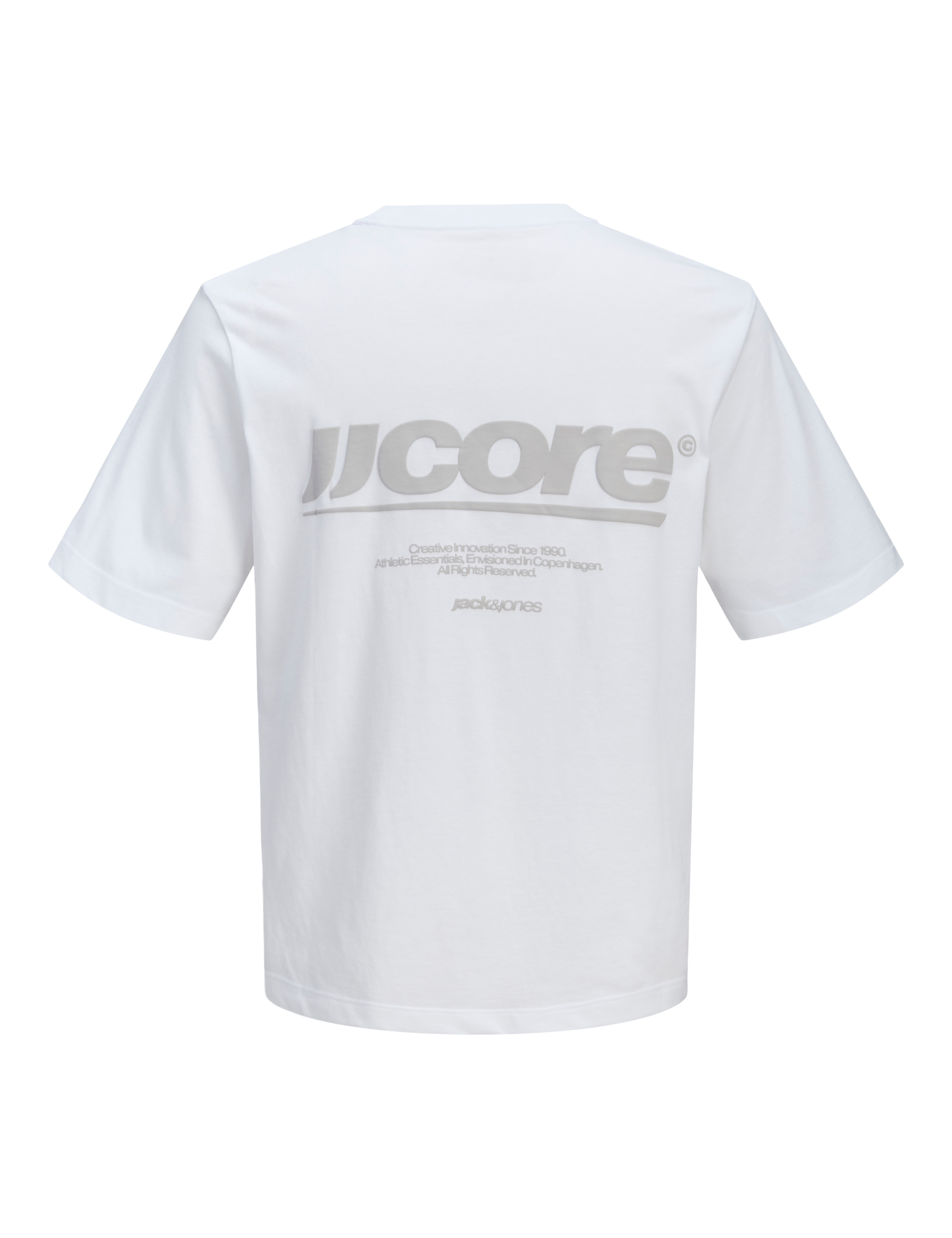 JACK & JONES JCOCLUB back text print tee crew neck - bright white