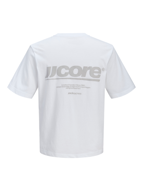 JACK & JONES JCOCLUB back text print tee crew neck in bright white