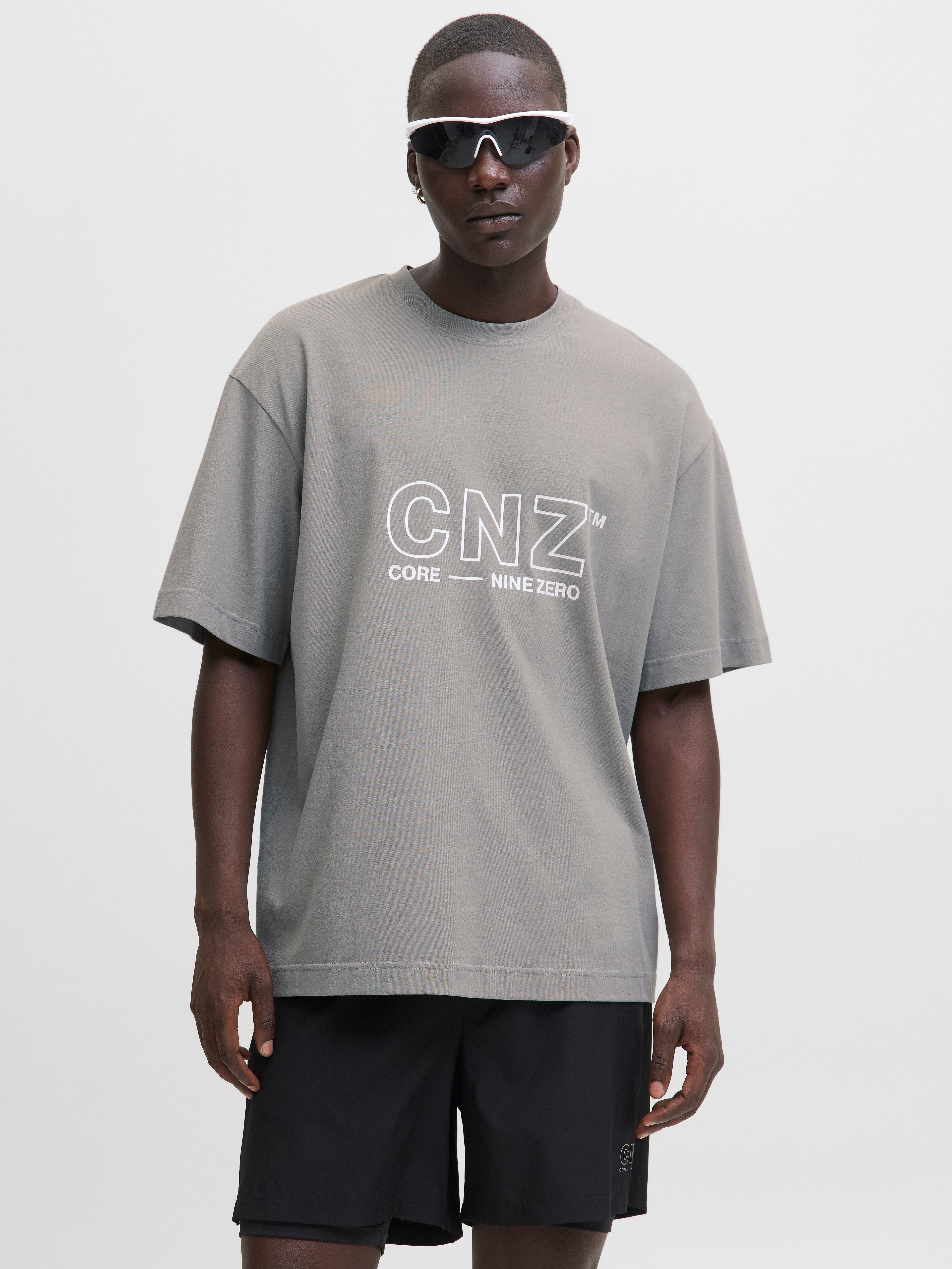 JACK & JONES JCOCNZAMSTERDAM branding t-shirt in gray flannel - Image 1