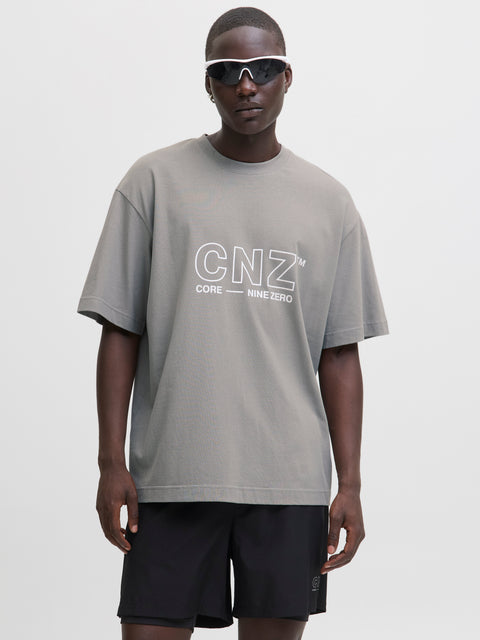 JACK & JONES JCOCNZAMSTERDAM branding t-shirt in gray flannel