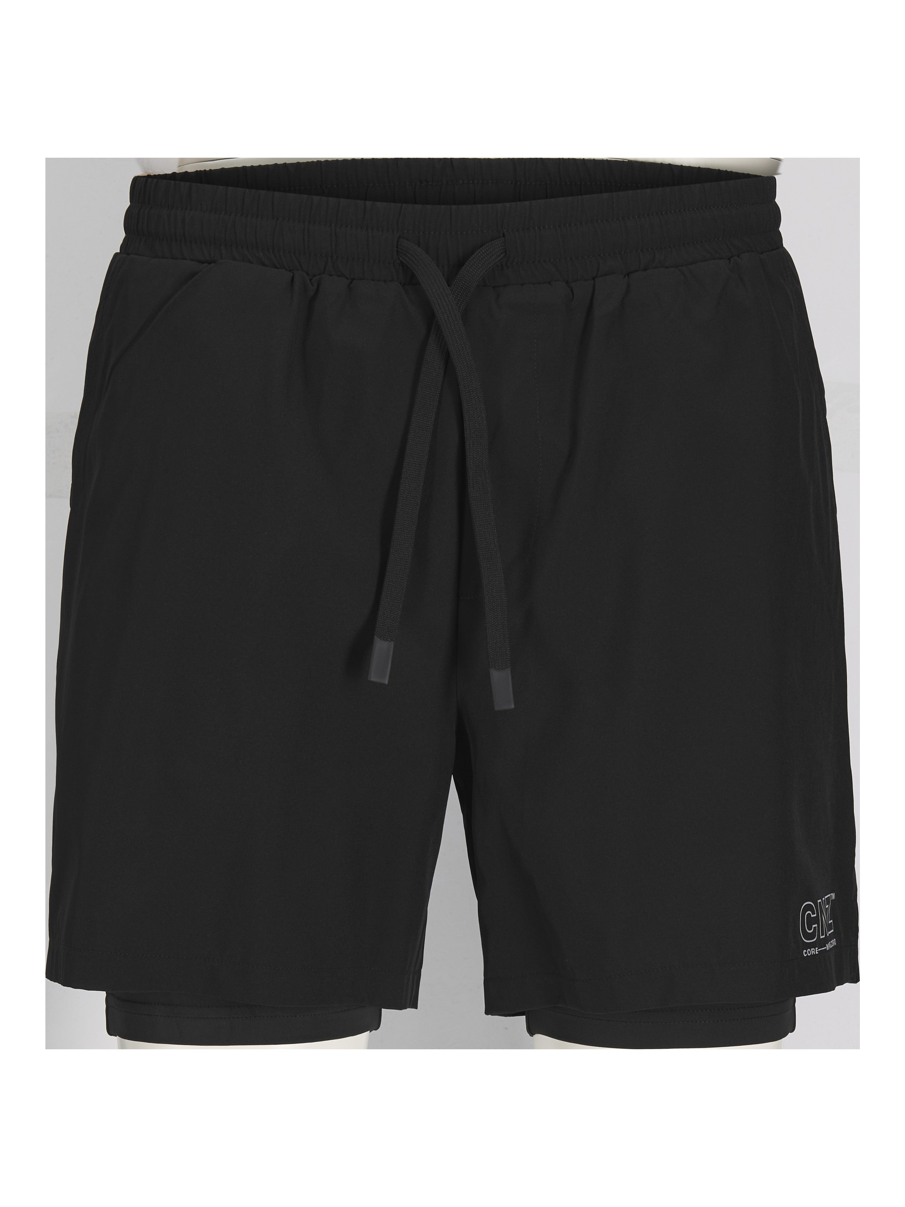 JACK & JONES JCOCNZ shorts with inner tights in black - Image 3