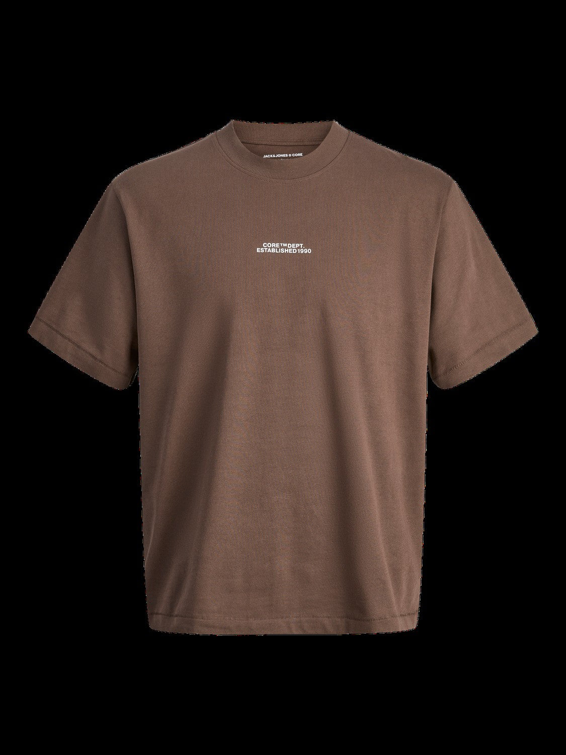 JACK & JONES JCOCOVER script back tee crew neck in seal brown - Image 3