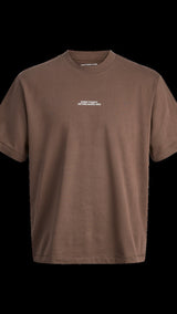 JACK & JONES JCOCOVER script back tee crew neck in seal brown - Image 3