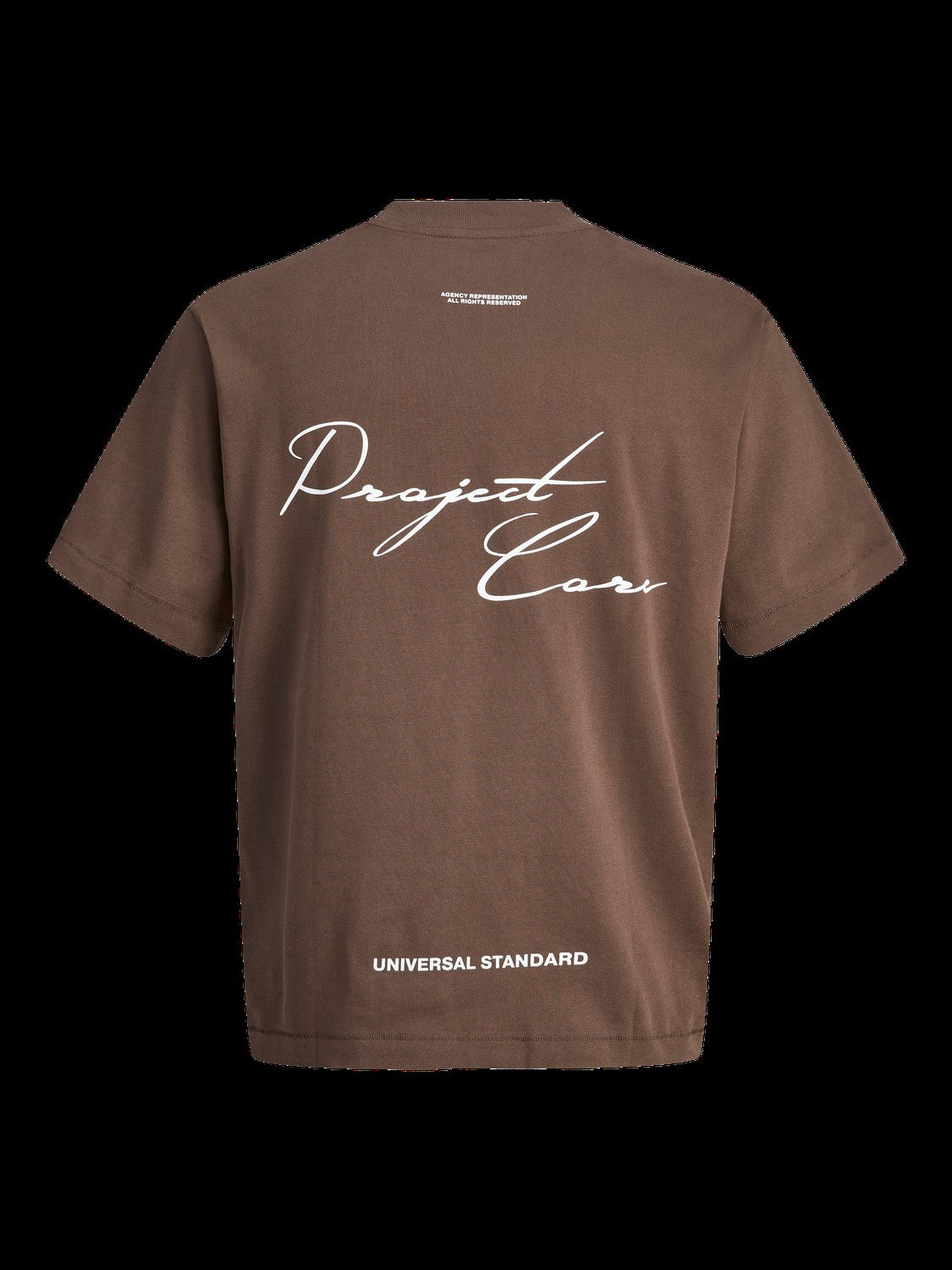 JACK & JONES JCOCOVER script back tee crew neck in seal brown - Image 4