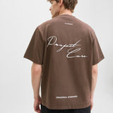JACK & JONES JCOCOVER script back tee crew neck in seal brown - Image 8