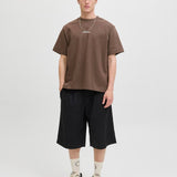 JACK & JONES JCOCOVER script back tee crew neck in seal brown - Image 5