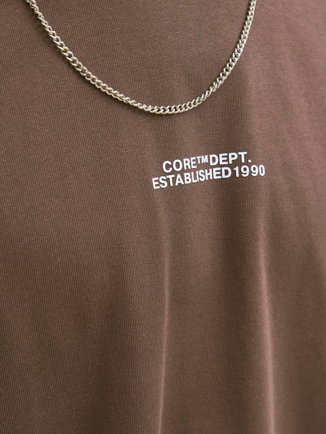 JACK & JONES JCOCOVER script back tee crew neck in seal brown - Image 6