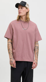 JACK & JONES JCOCOVER script back tee crew neck in grape shake - Image 1