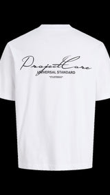 JACK & JONES JCOCOVER script back tee crew neck in bright white - Image 4