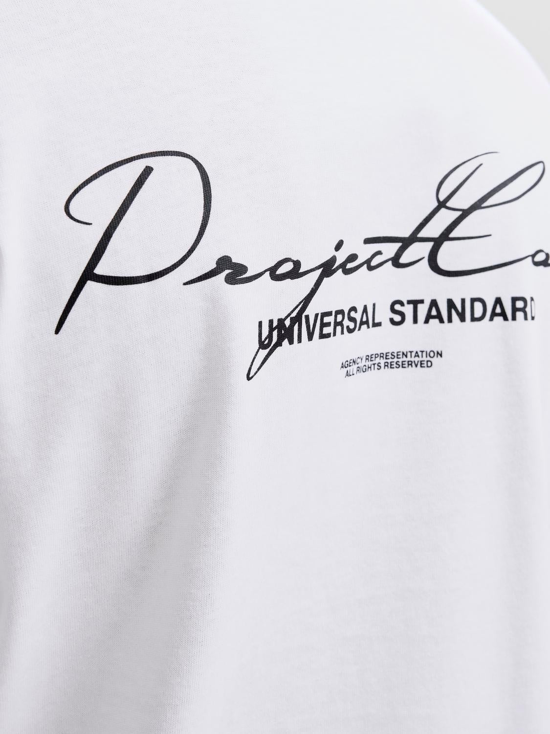 JACK & JONES JCOCOVER script back tee crew neck in bright white - Image 6