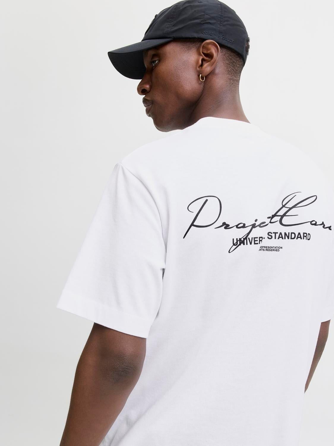 JACK & JONES JCOCOVER script back tee crew neck in bright white - Image 8