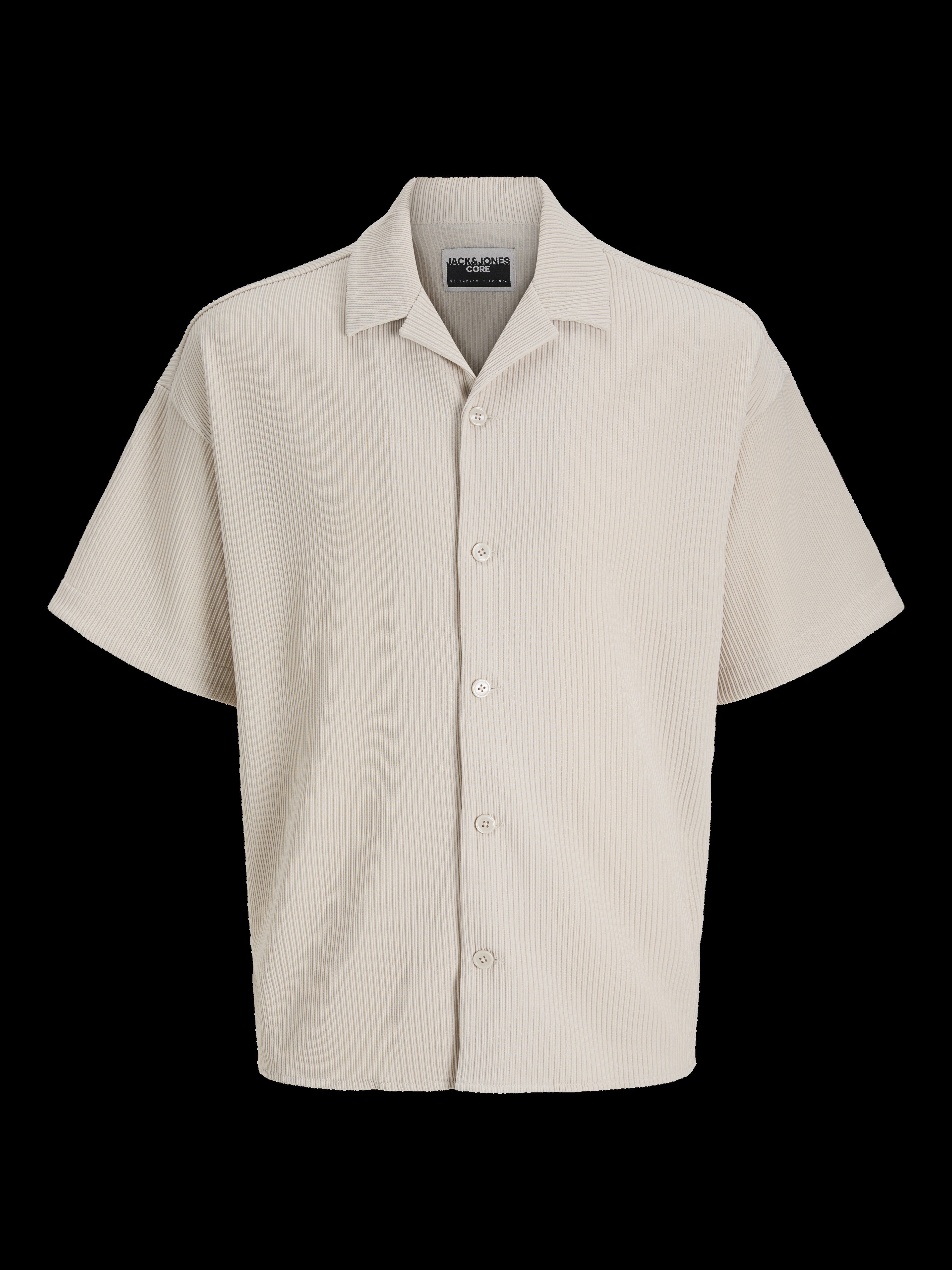 JACK & JONES JCOHORIZON plisse resort shirt in moonbeam - Image 3