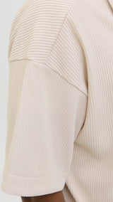 JACK & JONES JCOHORIZON plisse resort shirt in moonbeam - Image 5