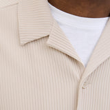 JACK & JONES JCOHORIZON plisse resort shirt in moonbeam - Image 6