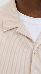 JACK & JONES JCOHORIZON plisse resort shirt in moonbeam - Image 6