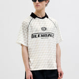 JACK & JONES JCORETREAT aop mesh open collar polo in cloud dancer - Image 1