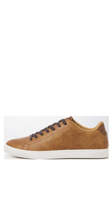 JACK & JONES JFWBOSLEY pu sneaker in cognac - Image 3