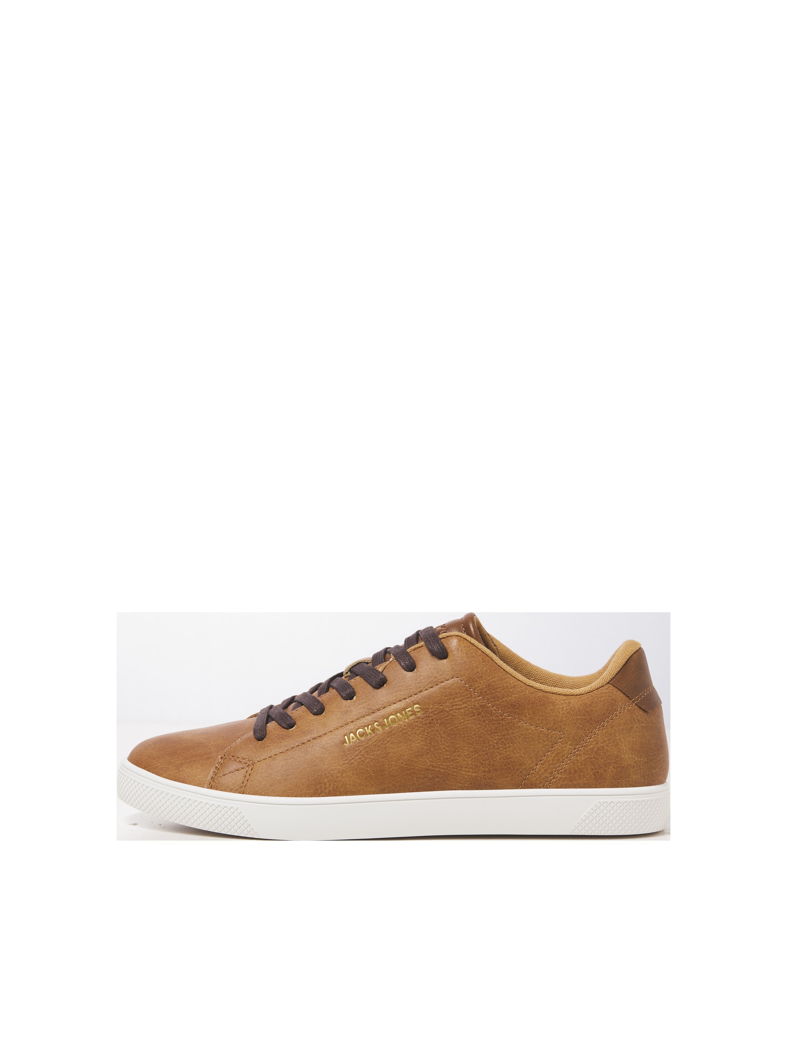 JACK & JONES JFWBOSLEY pu sneaker in cognac - Image 3