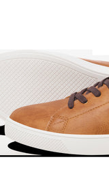 JACK & JONES JFWBOSLEY pu sneaker in cognac - Image 5