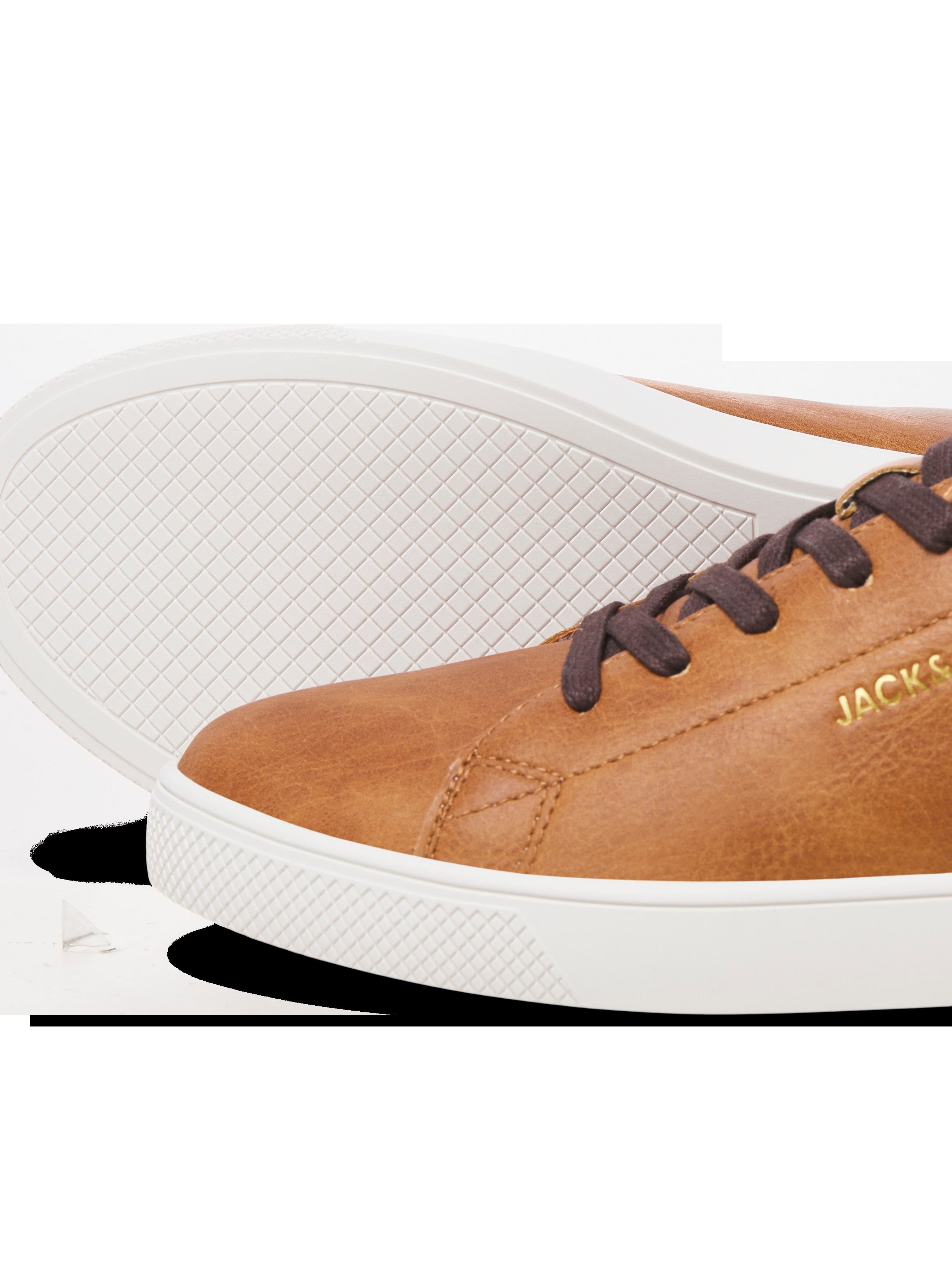 JACK & JONES JFWBOSLEY pu sneaker in cognac - Image 5
