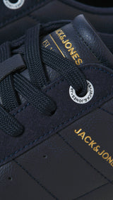 JACK & JONES JFWKLEEN pu combo sneaker in black mono - Image 8