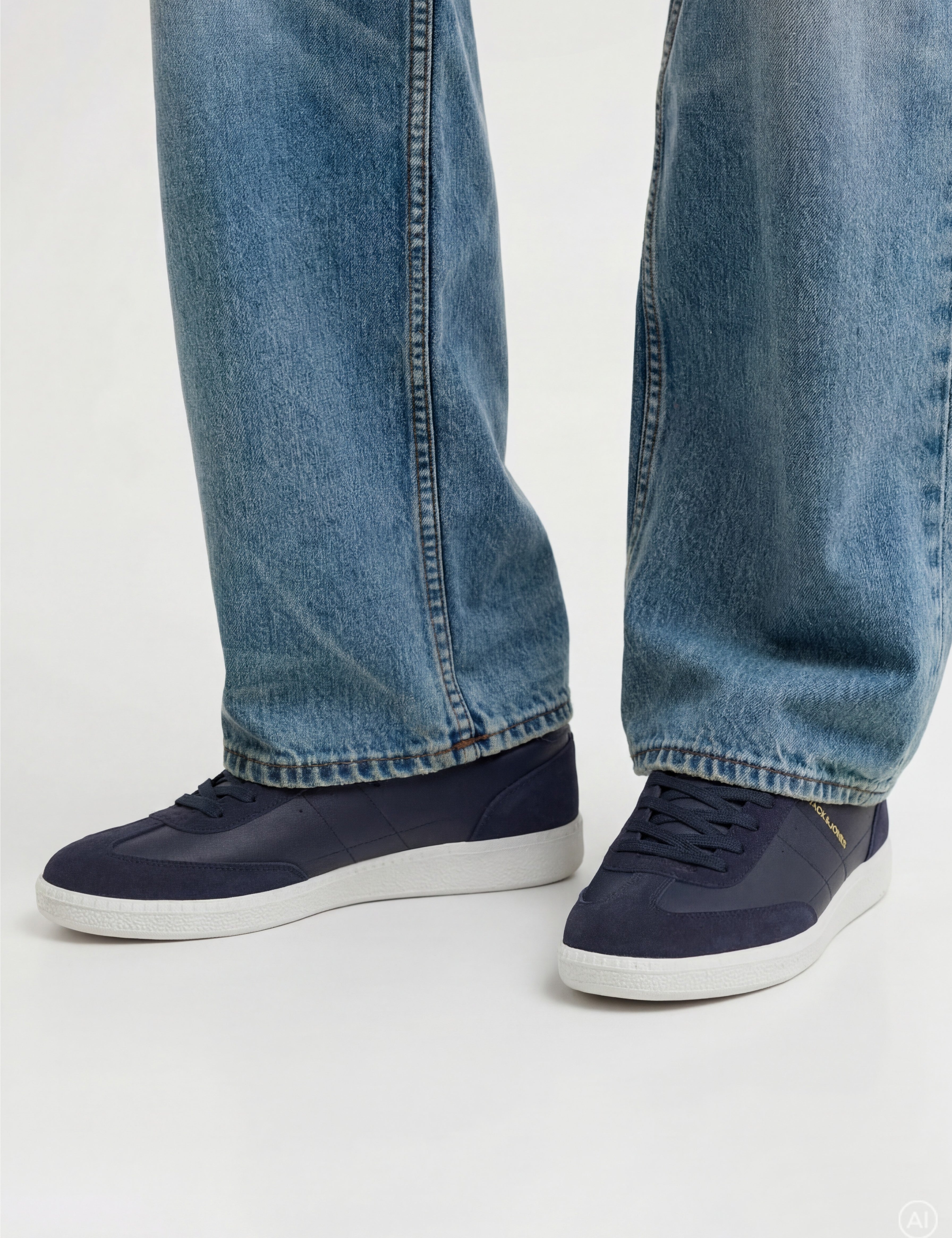 JACK & JONES JFWKLEEN pu combo sneaker in black mono - Image 1