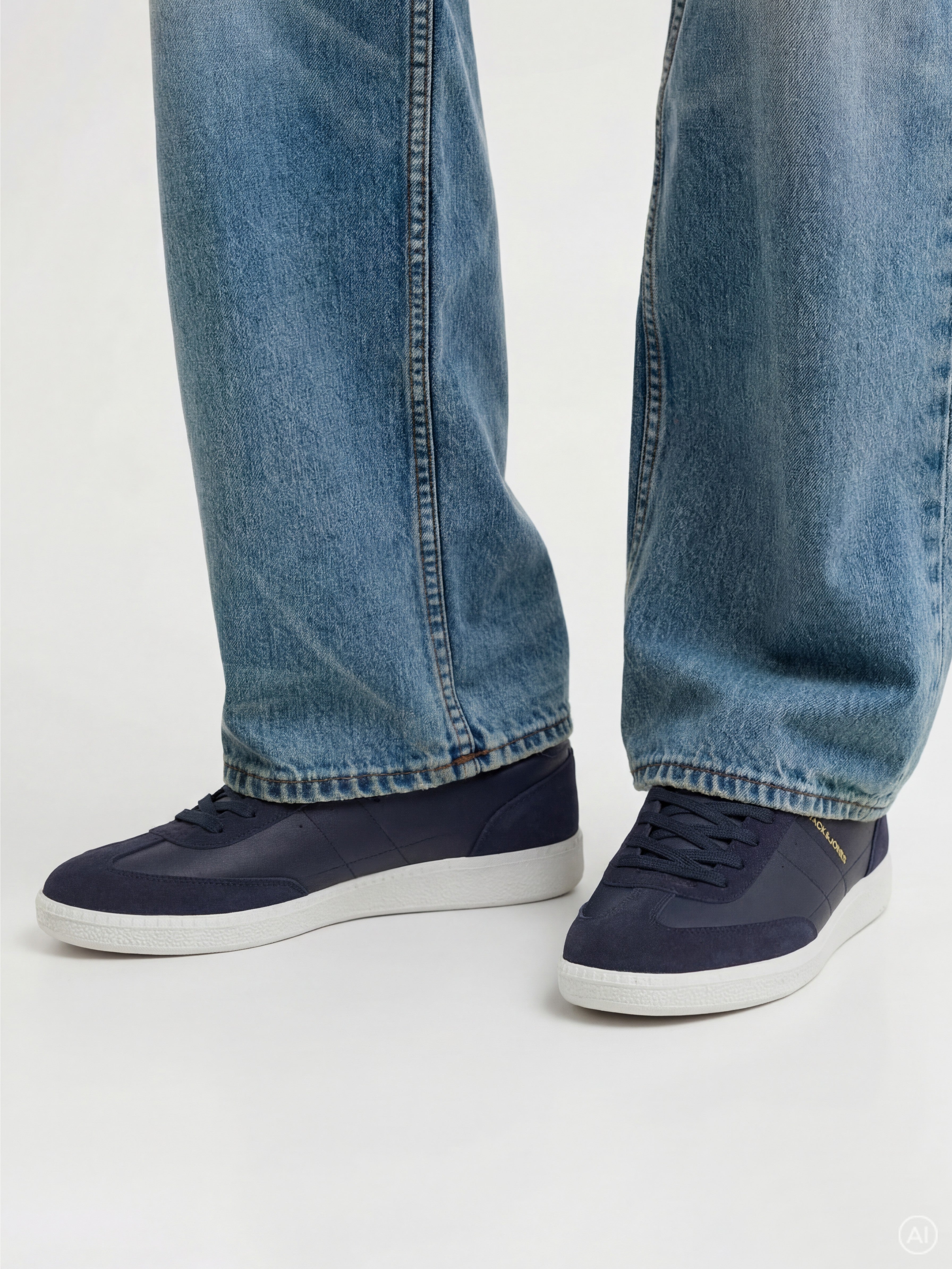 JACK & JONES JFWKLEEN pu combo sneaker in black mono - Image 1