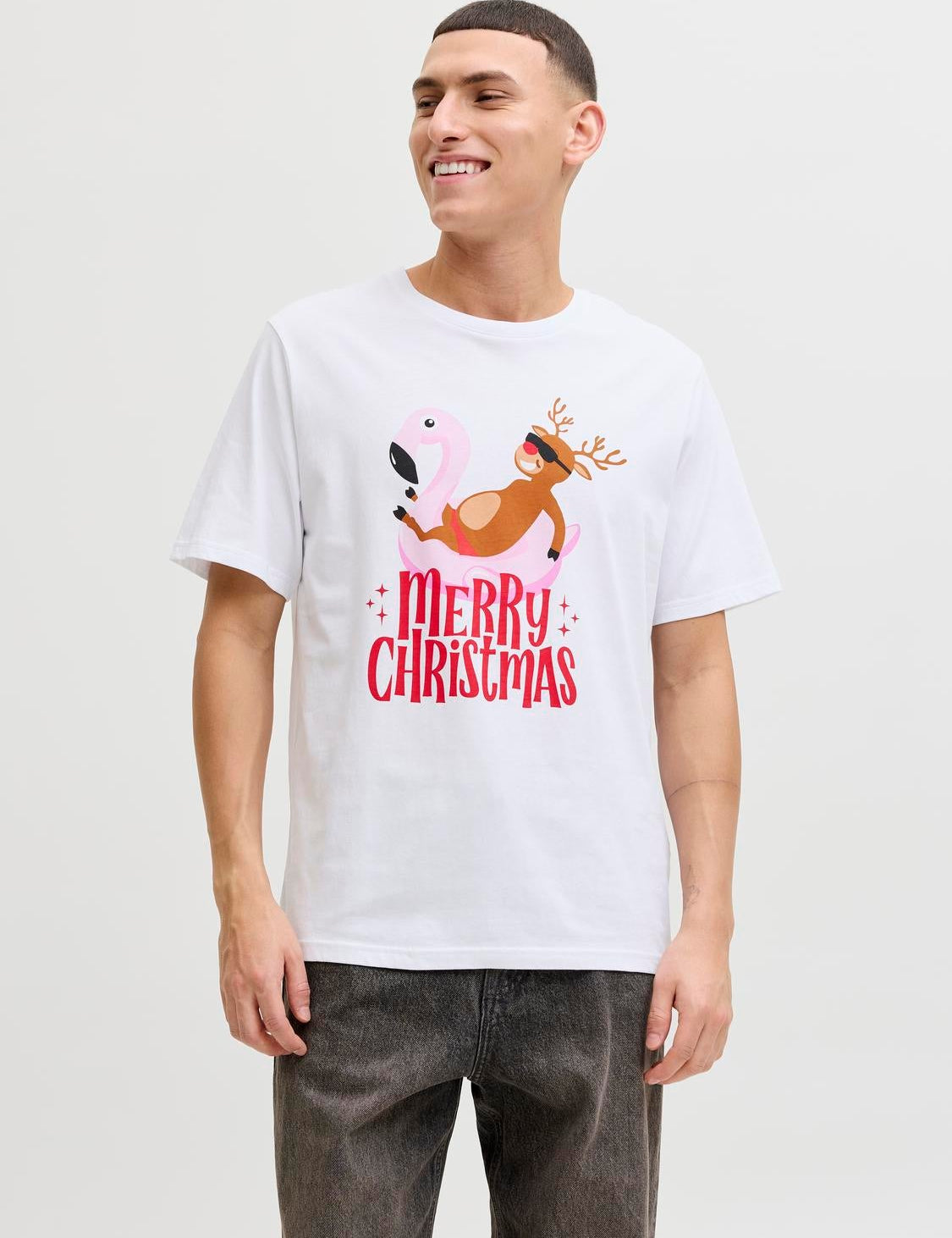 JACK & JONES JJCHRISTMAS tee crew neck xmas - sky captain