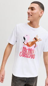 JACK & JONES JJCHRISTMAS tee crew neck xmas - sky captain
