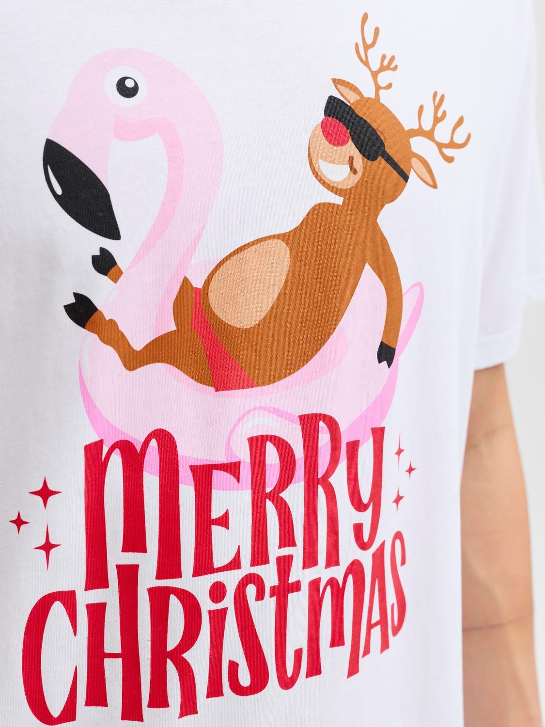 JACK & JONES JJCHRISTMAS tee crew neck xmas - brick red