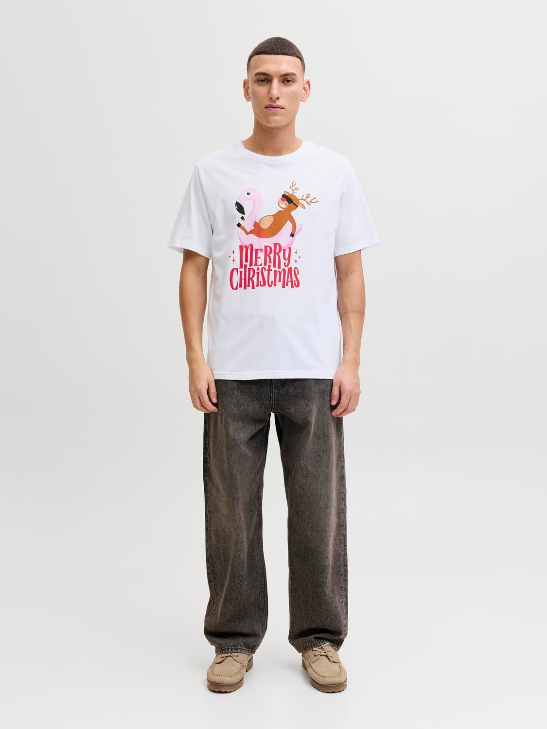 JACK & JONES JJCHRISTMAS tee crew neck xmas - white