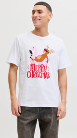 JACK & JONES JJCHRISTMAS tee crew neck xmas - kombu green
