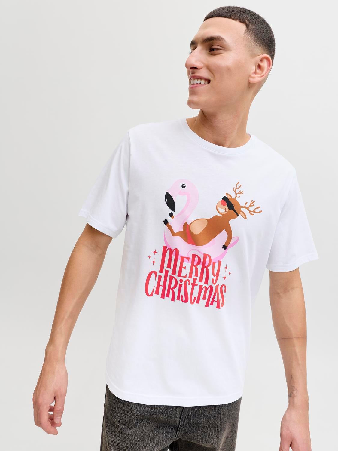 JACK & JONES JJCHRISTMAS tee crew neck xmas - brick red