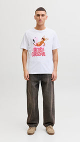 JACK & JONES JJCHRISTMAS tee crew neck xmas - brick red