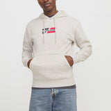 JACK & JONES JJECORP graphic sweat hood in white melange - Image 1