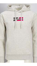JACK & JONES JJECORP graphic sweat hood in white melange - Image 3