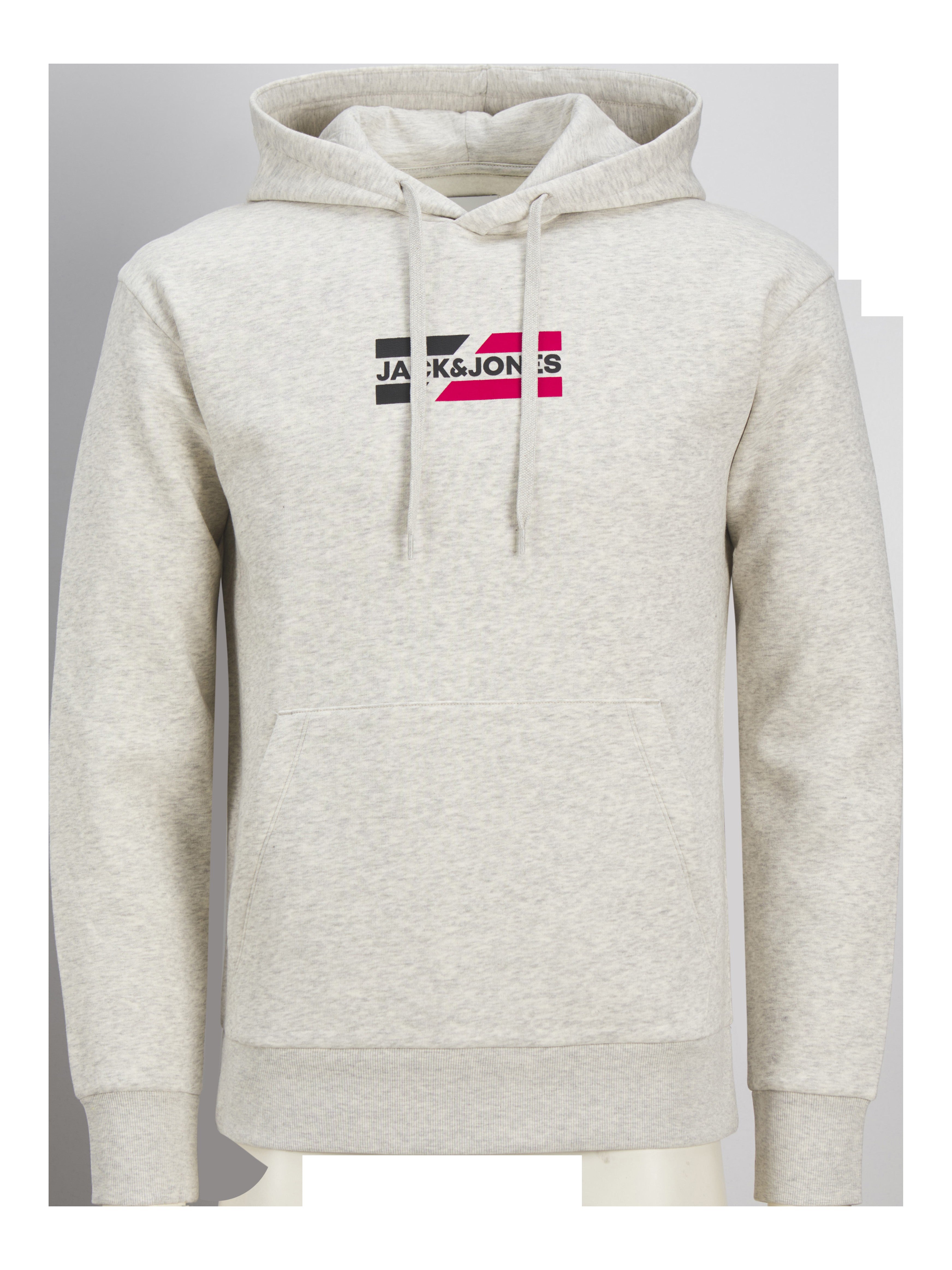 JACK & JONES JJECORP graphic sweat hood in white melange - Image 3