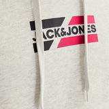 JACK & JONES JJECORP graphic sweat hood in white melange - Image 5