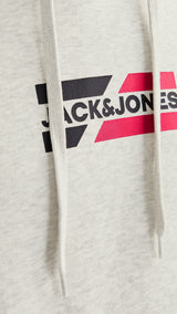 JACK & JONES JJECORP graphic sweat hood in white melange - Image 5